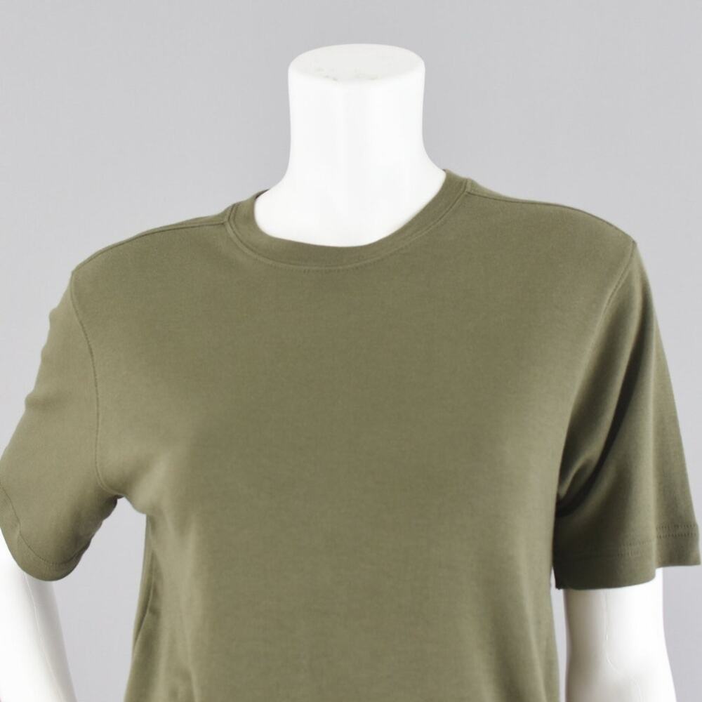 Vintage Basic Editions Army Green Solid T-Shirt W… - image 2